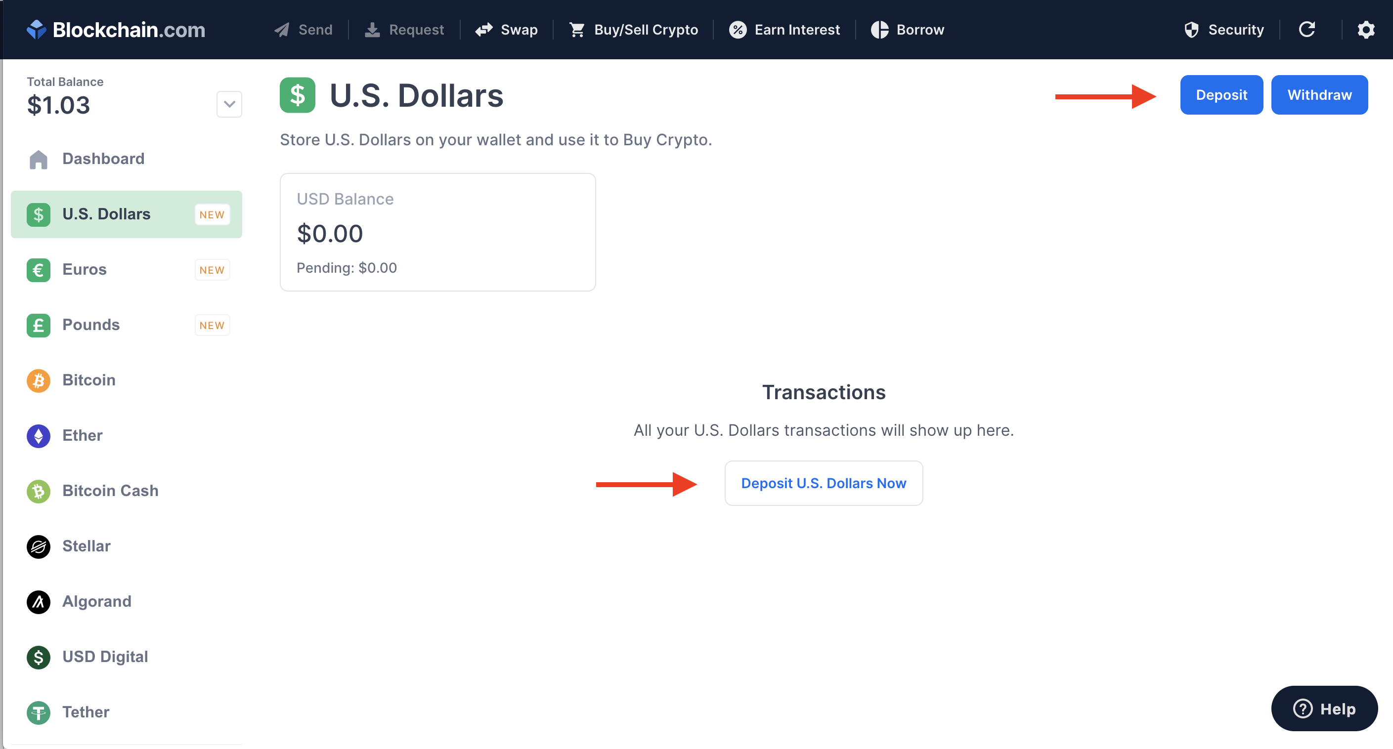 How Can I Deposit Usd Blockchain Support Center