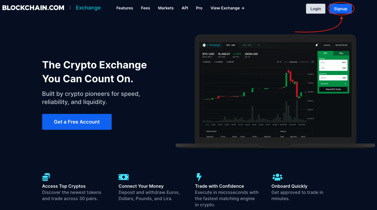 blockchain exchange account