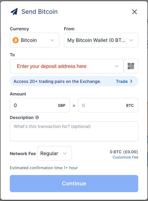 deposits into crypto exchange