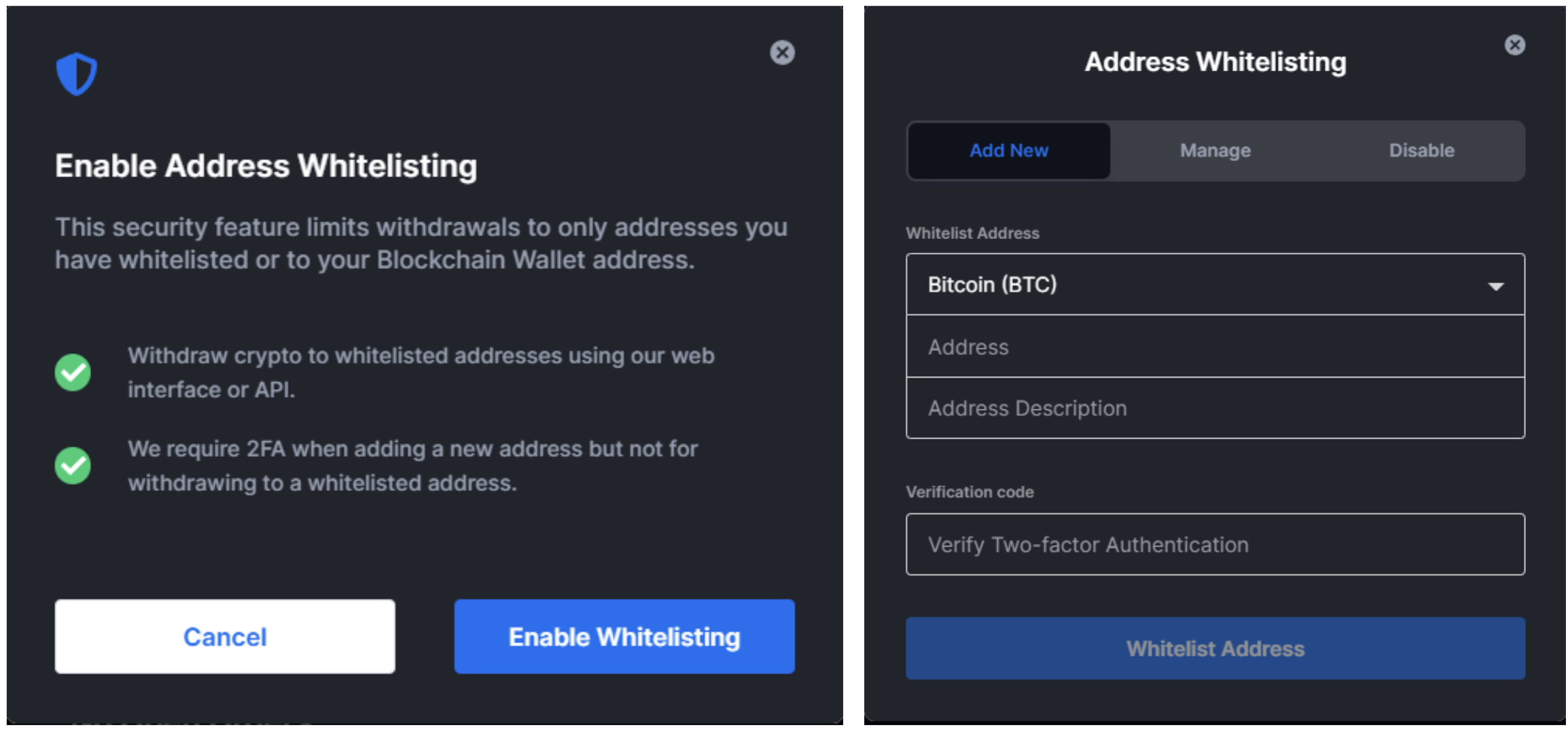 what is a withdrawal address crypto