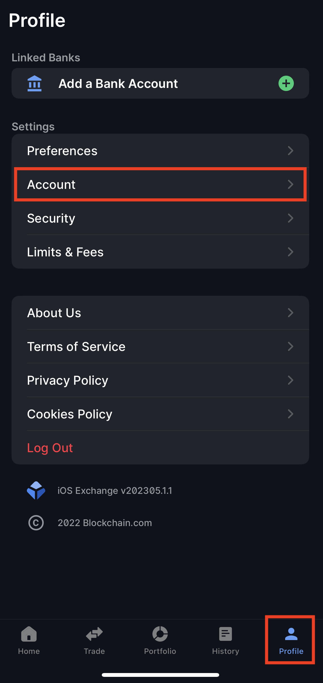 How can I delete my Exchange account Blockchain Support Center