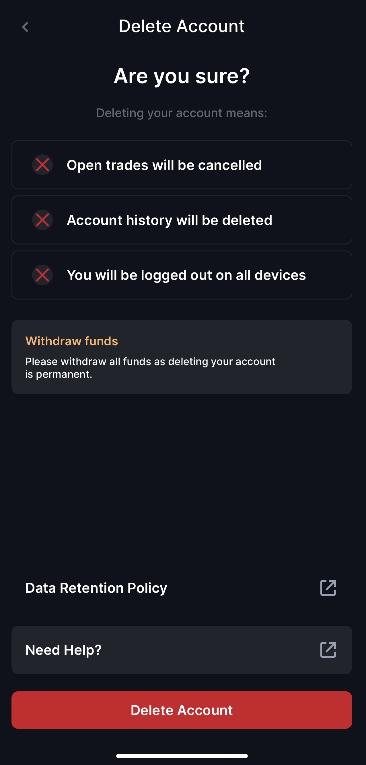 What happens if I delete my Exchange account?